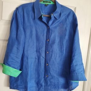 Lauren by Ralph Lauren 100% linen blouse